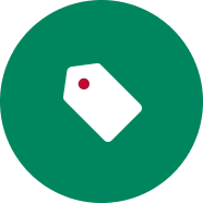 Icon of a tag inside a green circle.